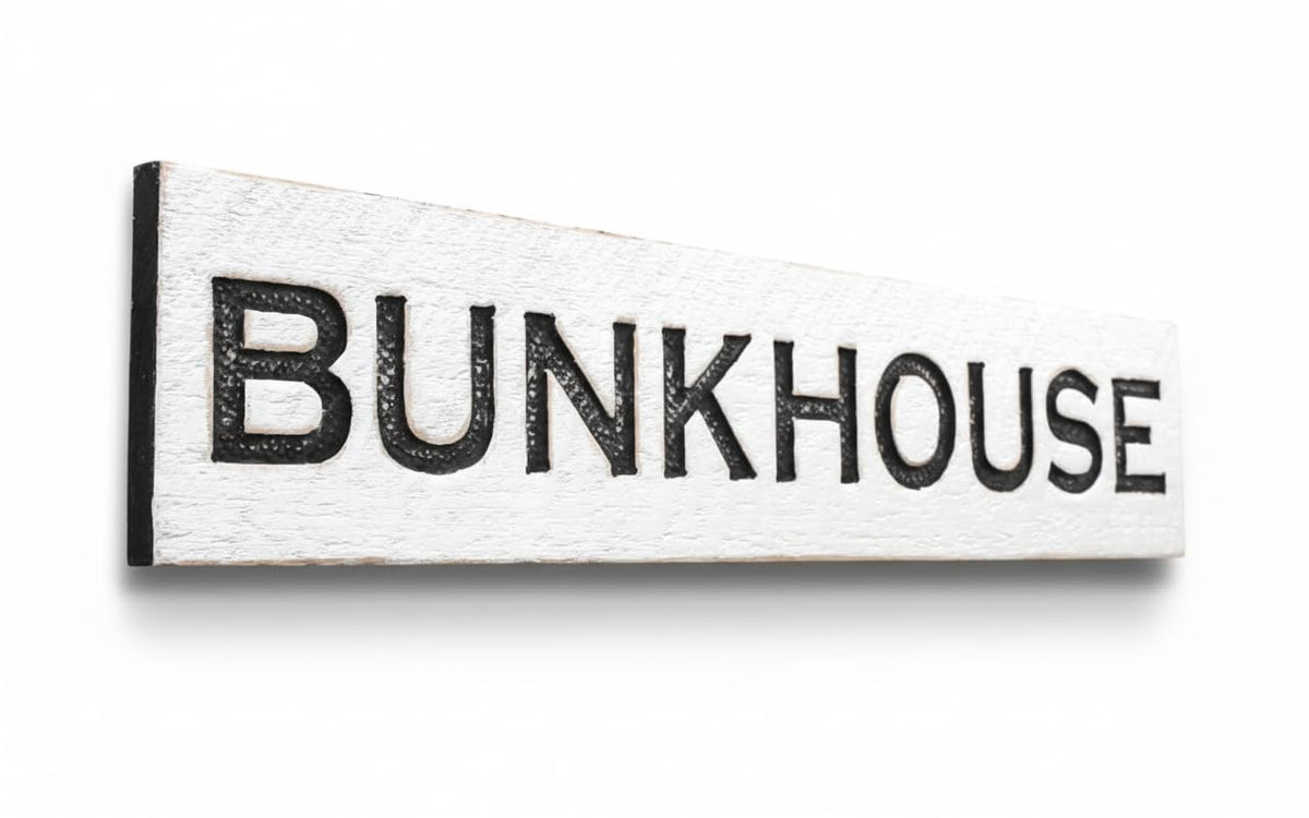 Bunkhouse Sign carved on a 40 x 8 solid wood board for rustic farmhouse decor