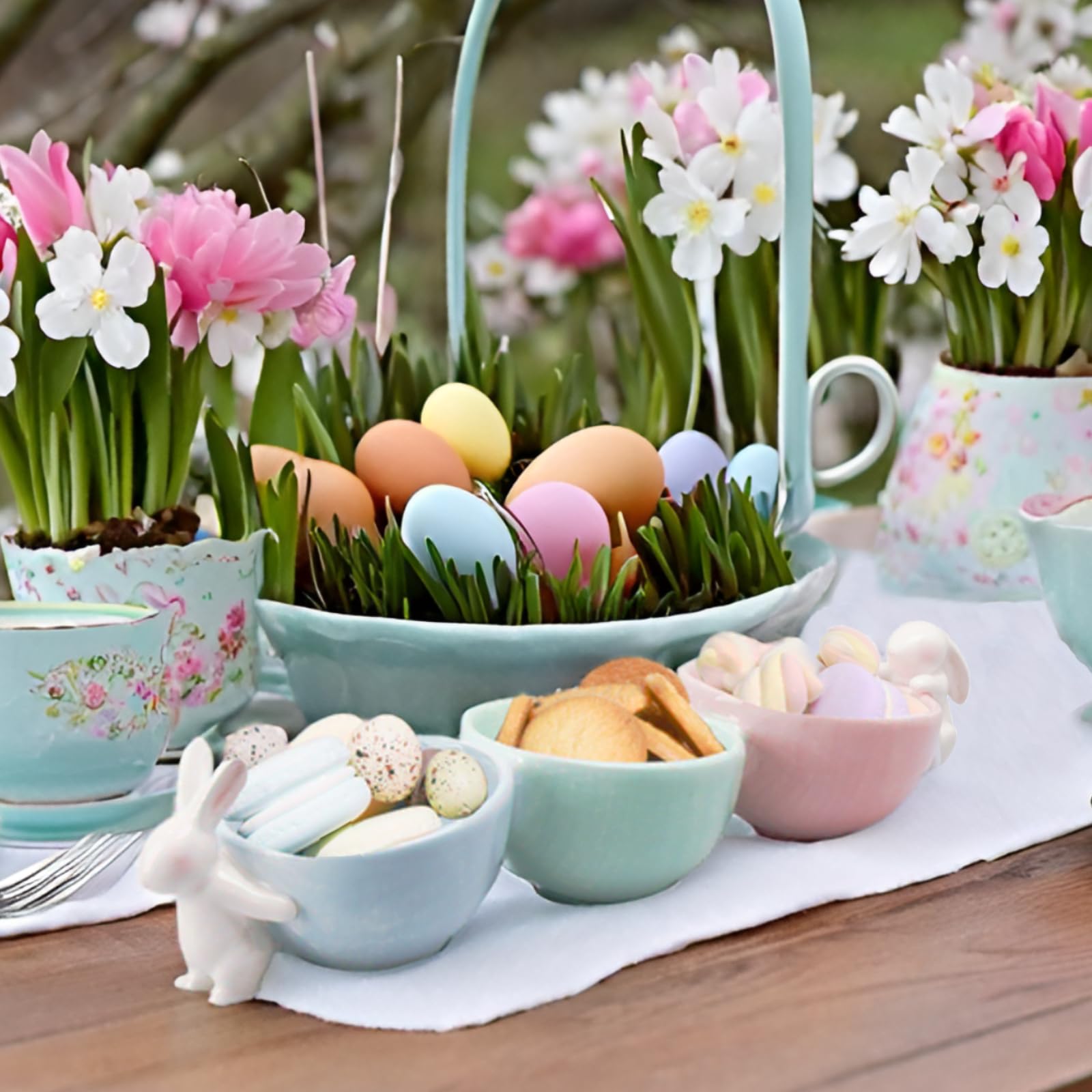 Handcrafted Easter bunny bowl with high-gloss finish