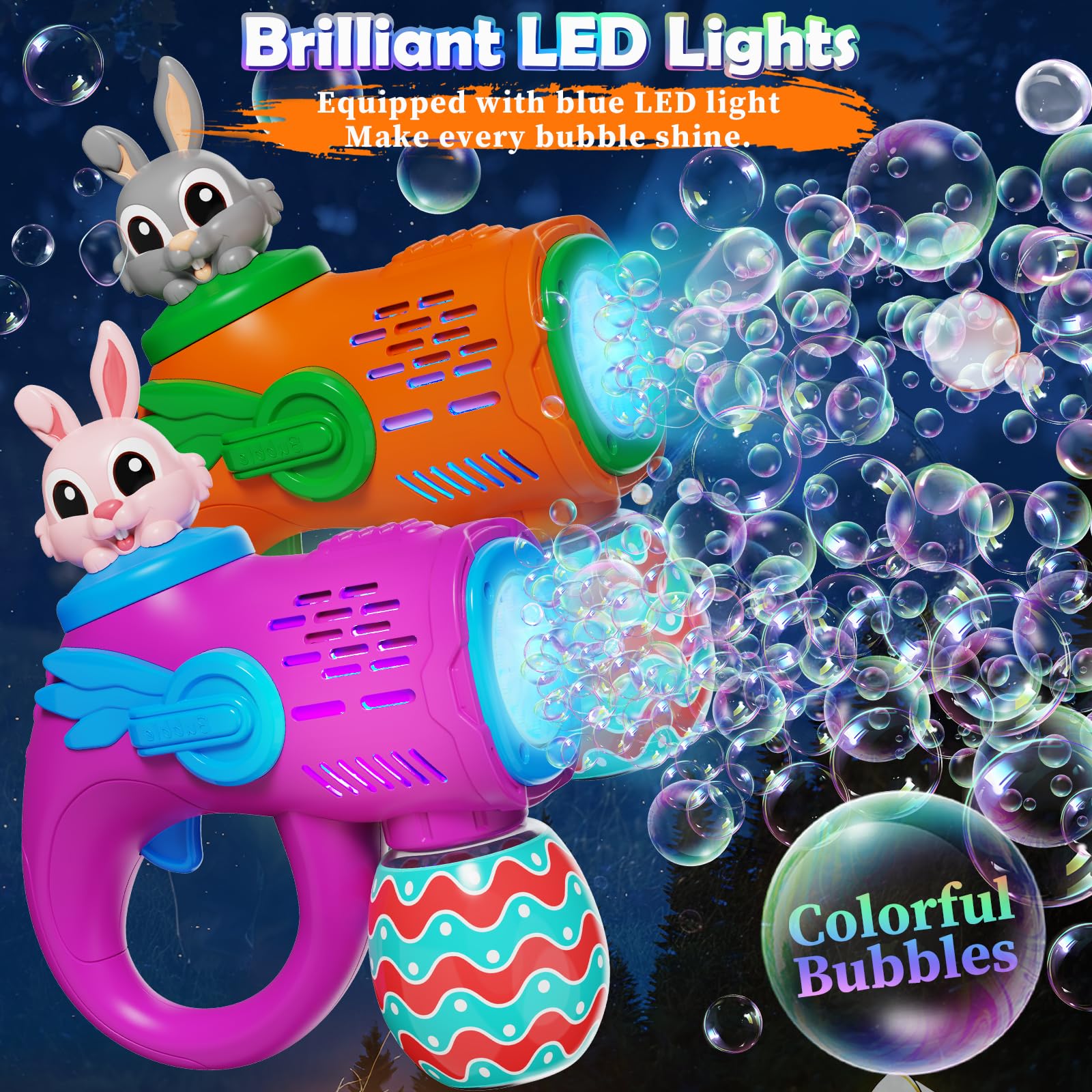 Bunny bubble blowers with 10 bubble solution refills