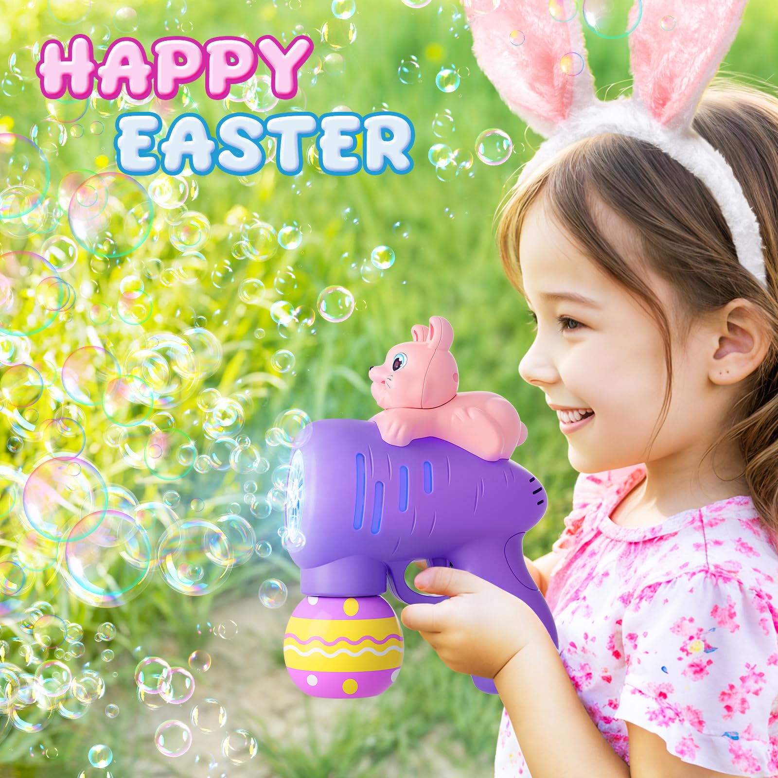 Bunny bubble maker toys with LED light up effects