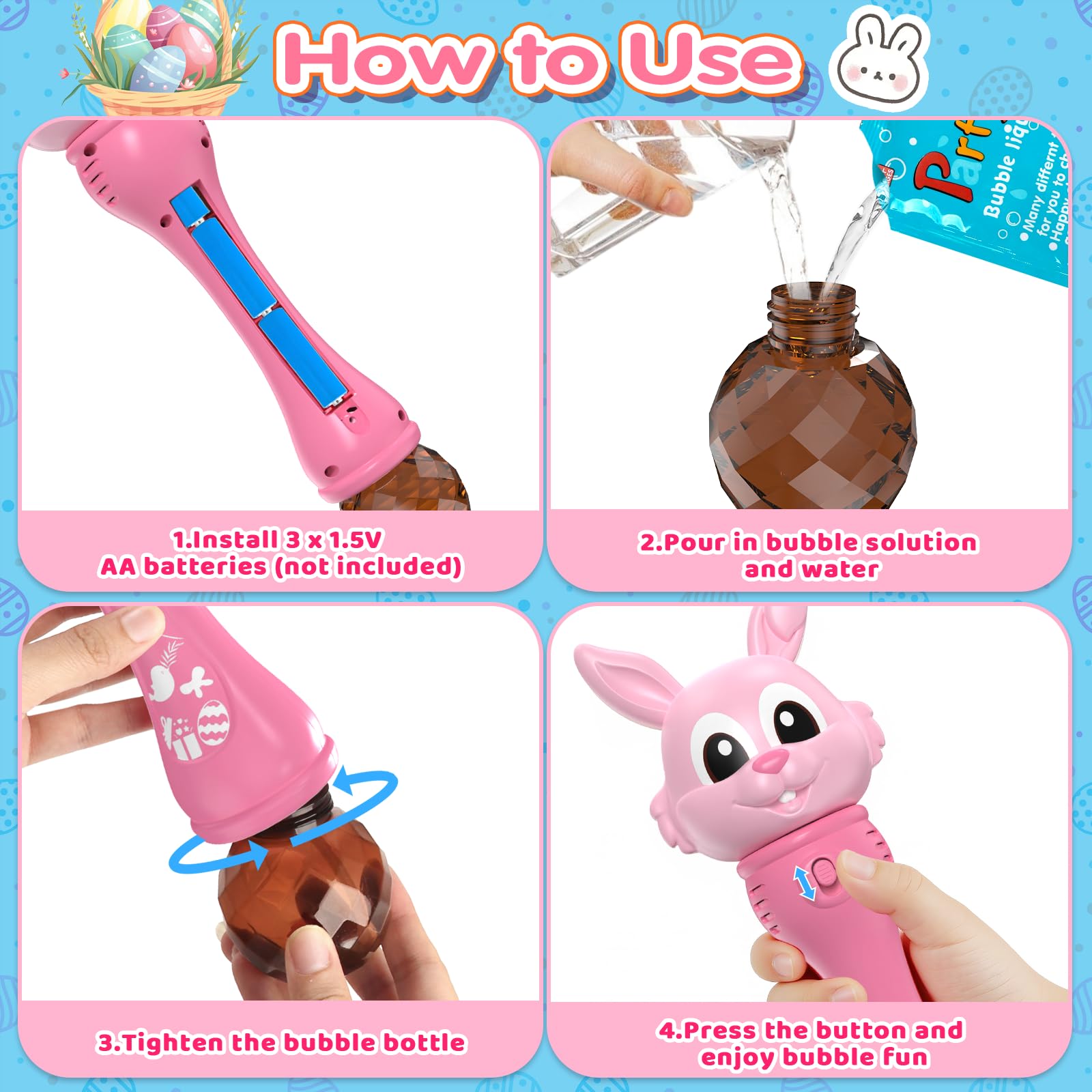 Two Bunny Bubble Wands included for kids