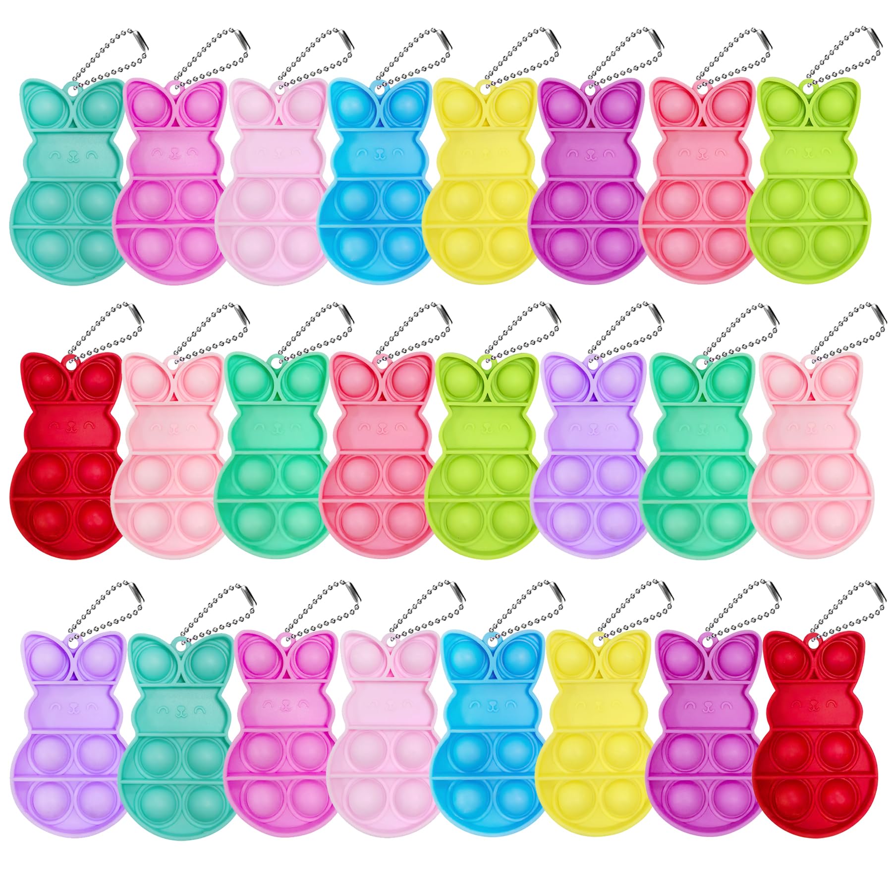 Bunny pop bubble fidget keychains inside each Easter egg