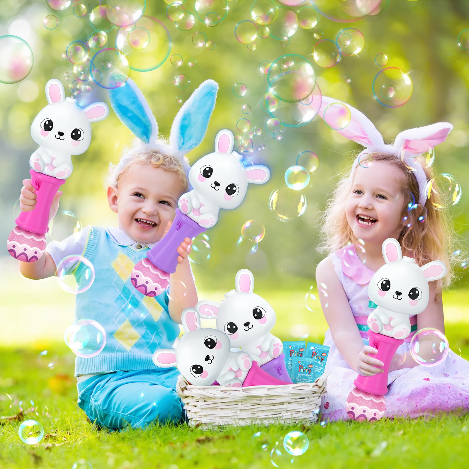 Ergonomic 11.2 inch handle on bunny bubble wand