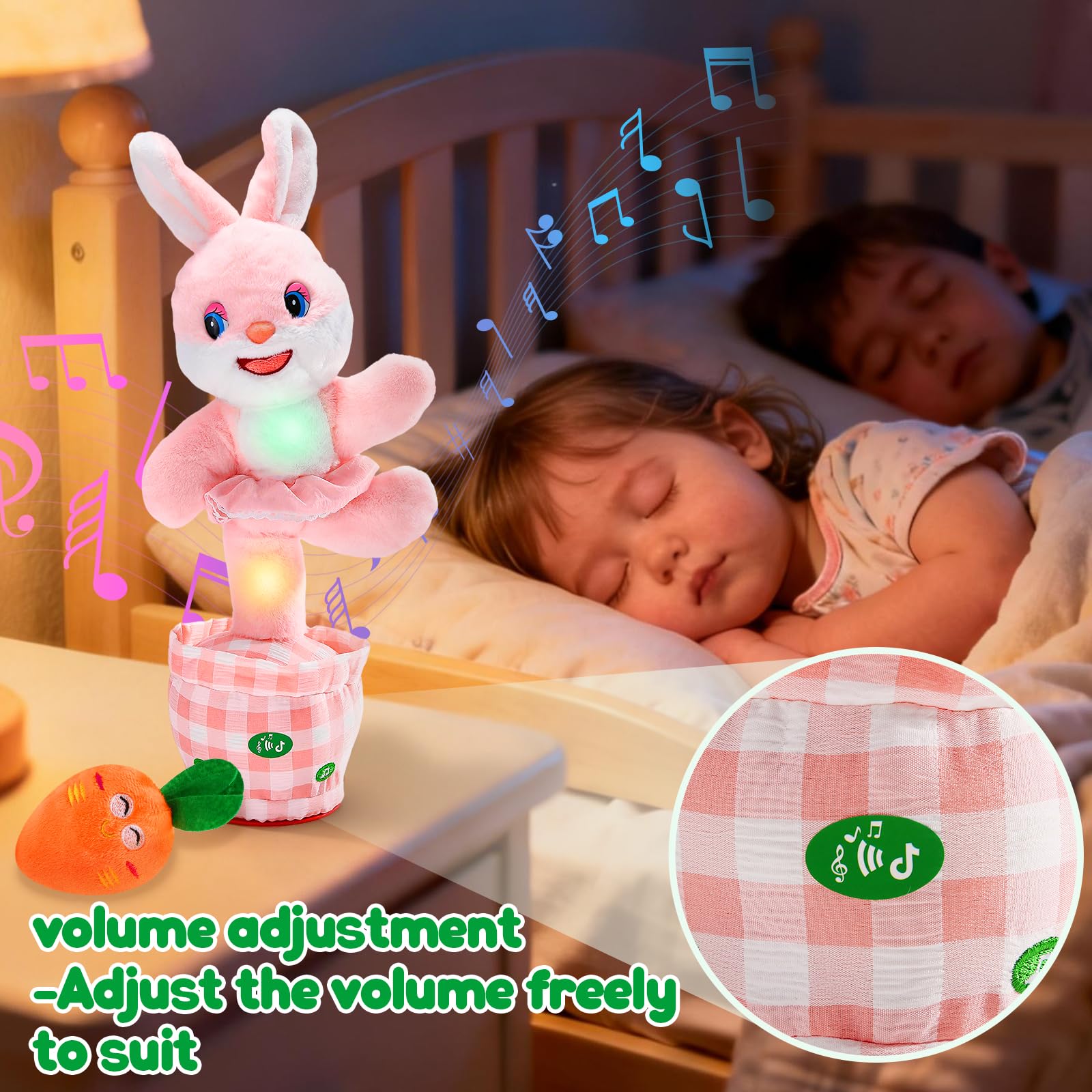 Squeaky carrot accessory included with bunny toy