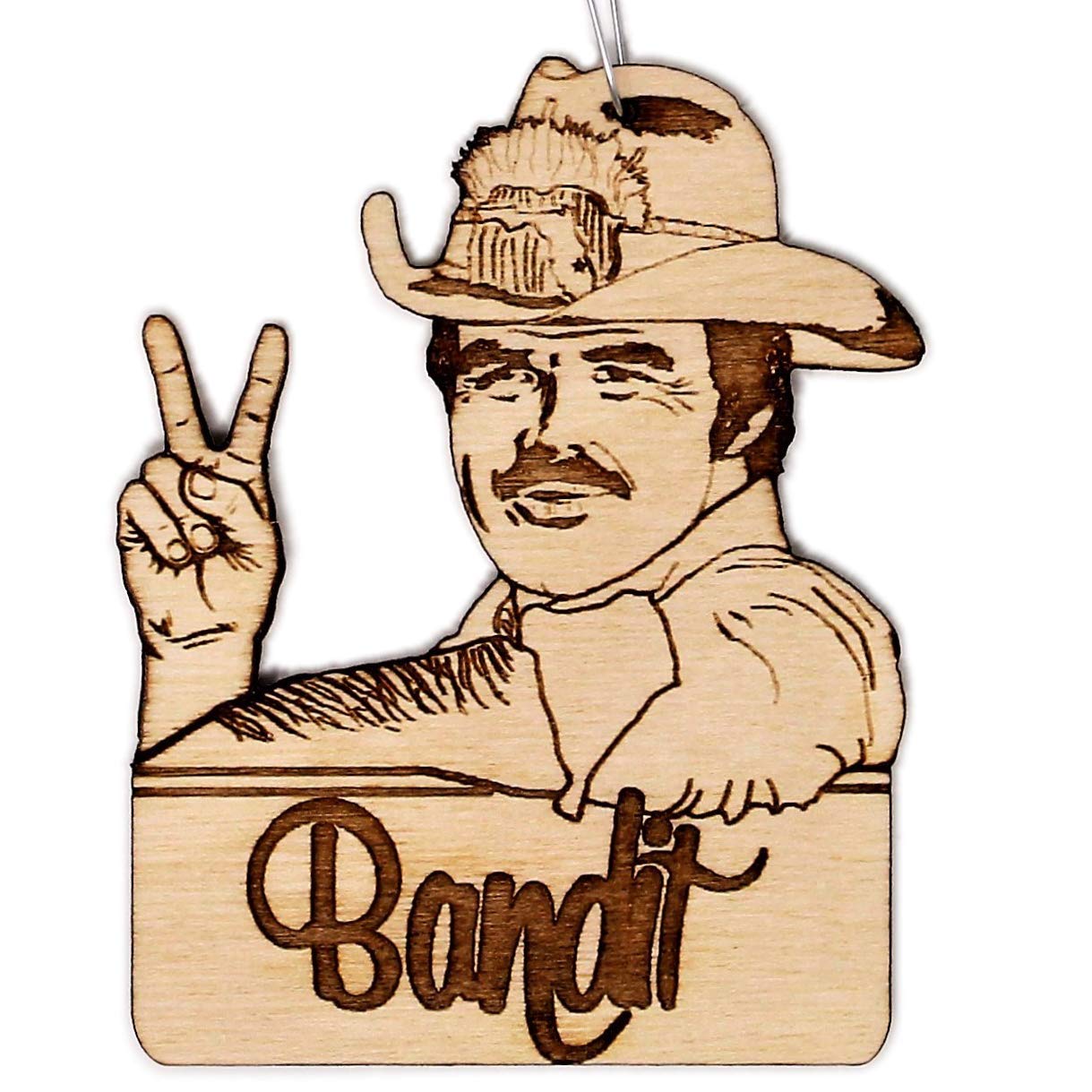 Burt Reynolds Christmas Ornament birch wood with ornament hanger