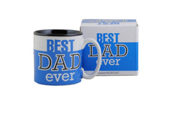 Burton+Burton Best Dad Ever 13Oz coffee mug blue ceramic with printed gift box