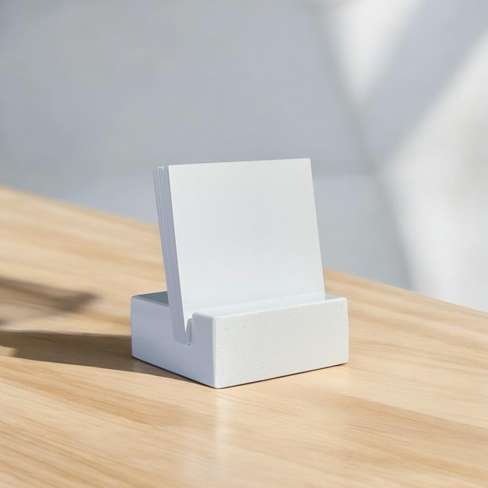 Polished top and honed sides quartz card holder
