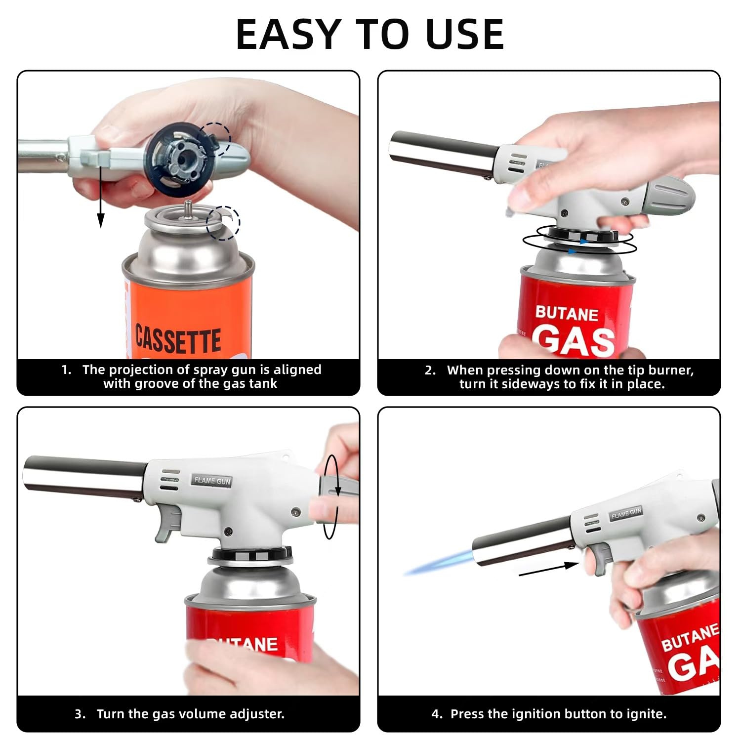 Compatible with standard butane gas canisters not included
