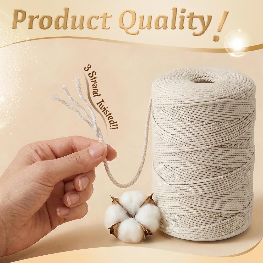 Natural cotton twine strong soft touch for crafts