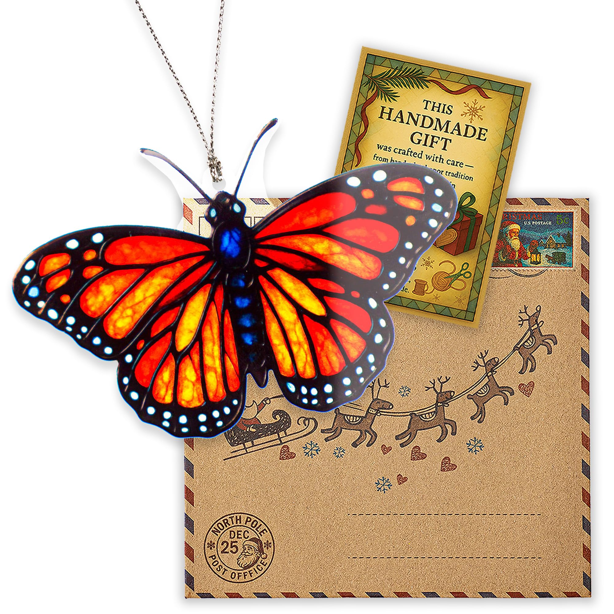 Butterfly and Christian cross ornament for Christmas tree