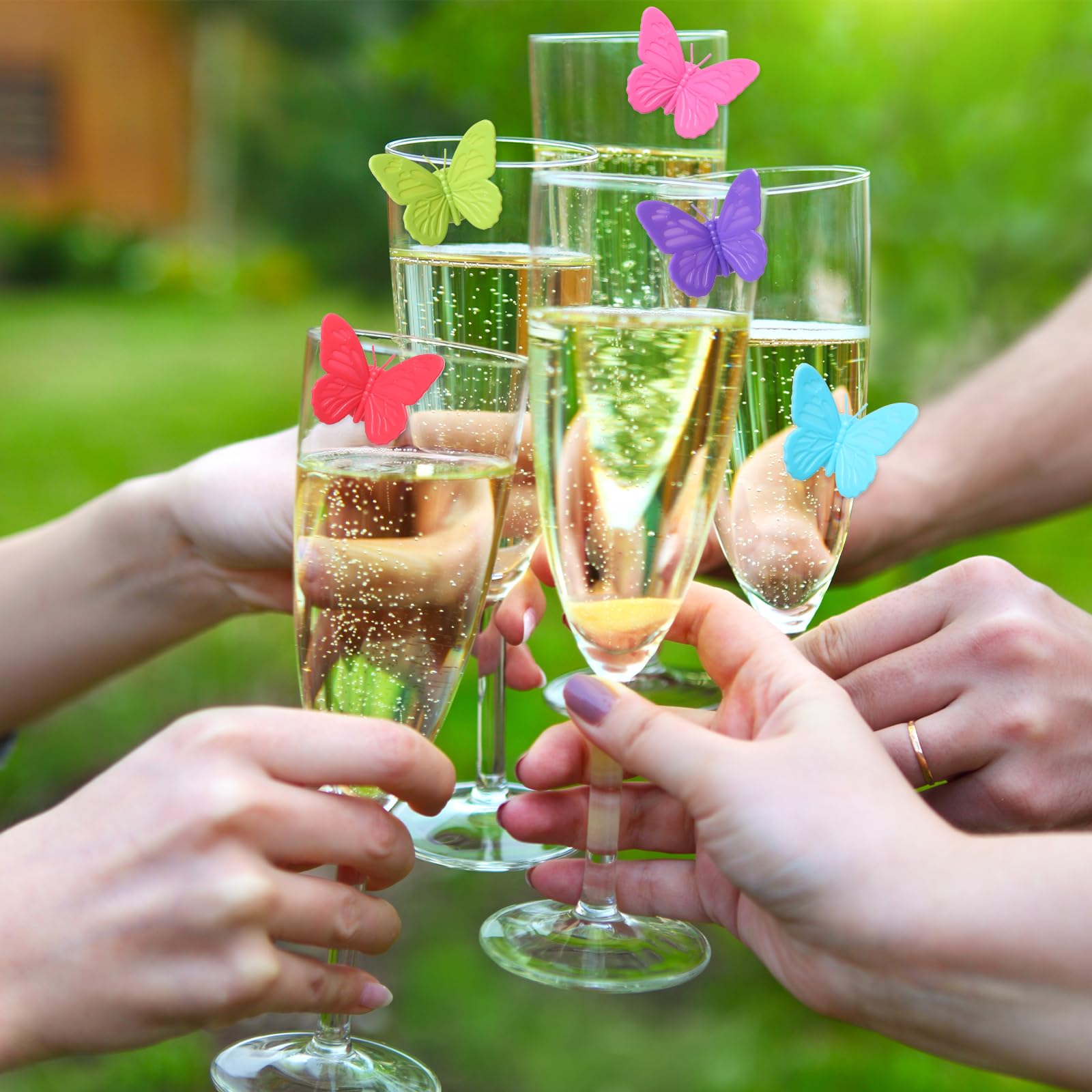 Butterfly suction cups for wine glasses