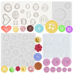 4 piece button resin molds set in different sizes
