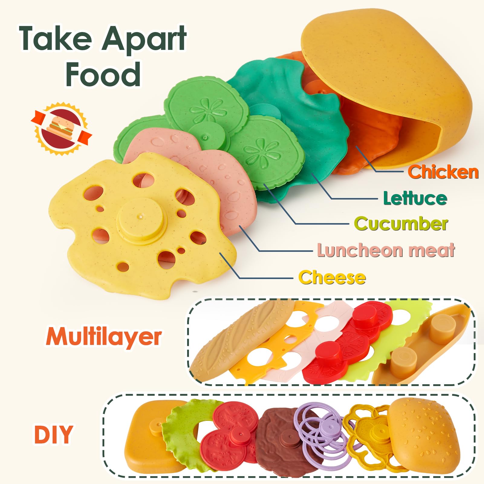 Toddler pretend play food set by BUYGER with tacos and fries