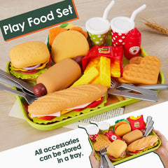 Disassemblable pretend food set for toddlers with interlayer pieces by BUYGER