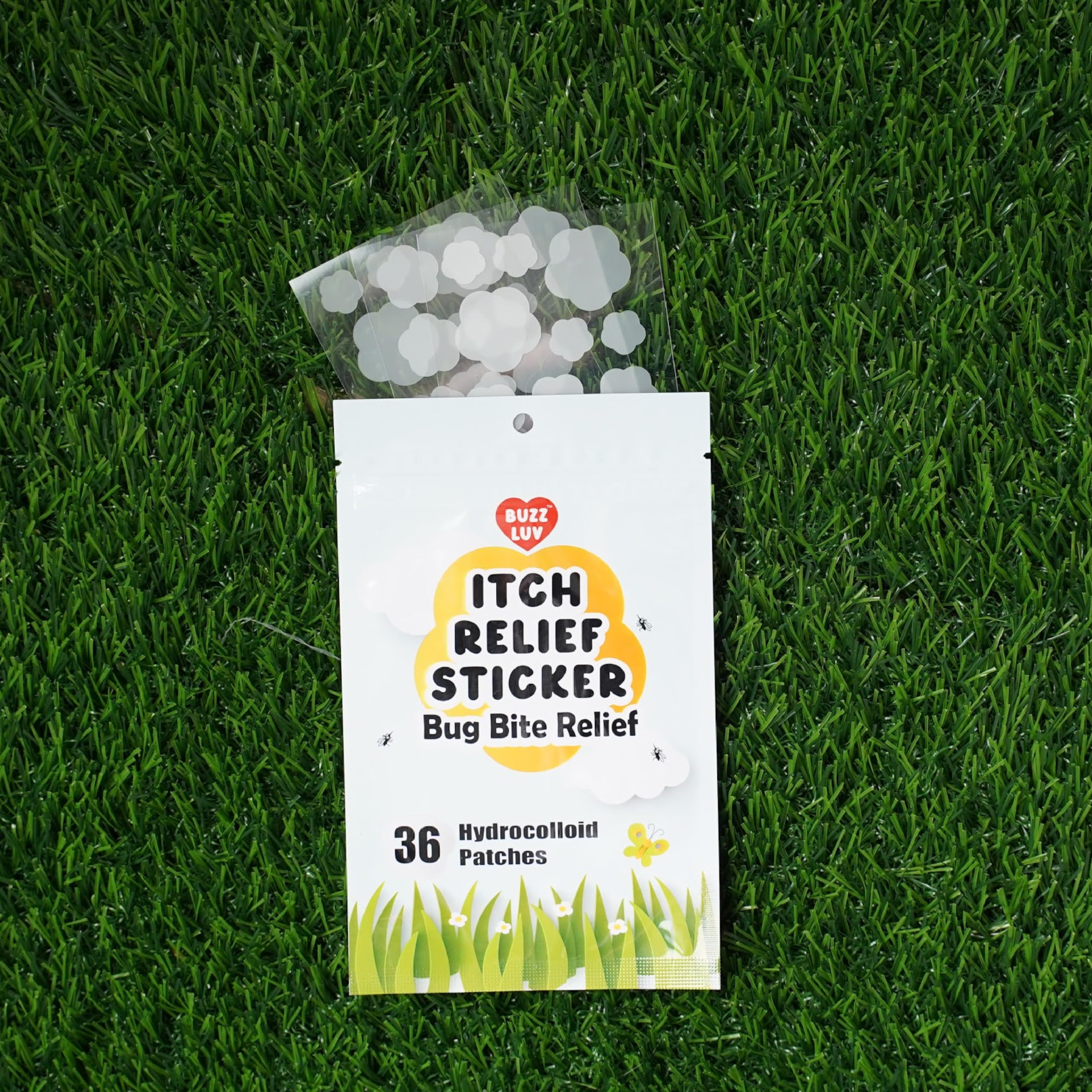 Travel sized BuzzLuv patches in portable container