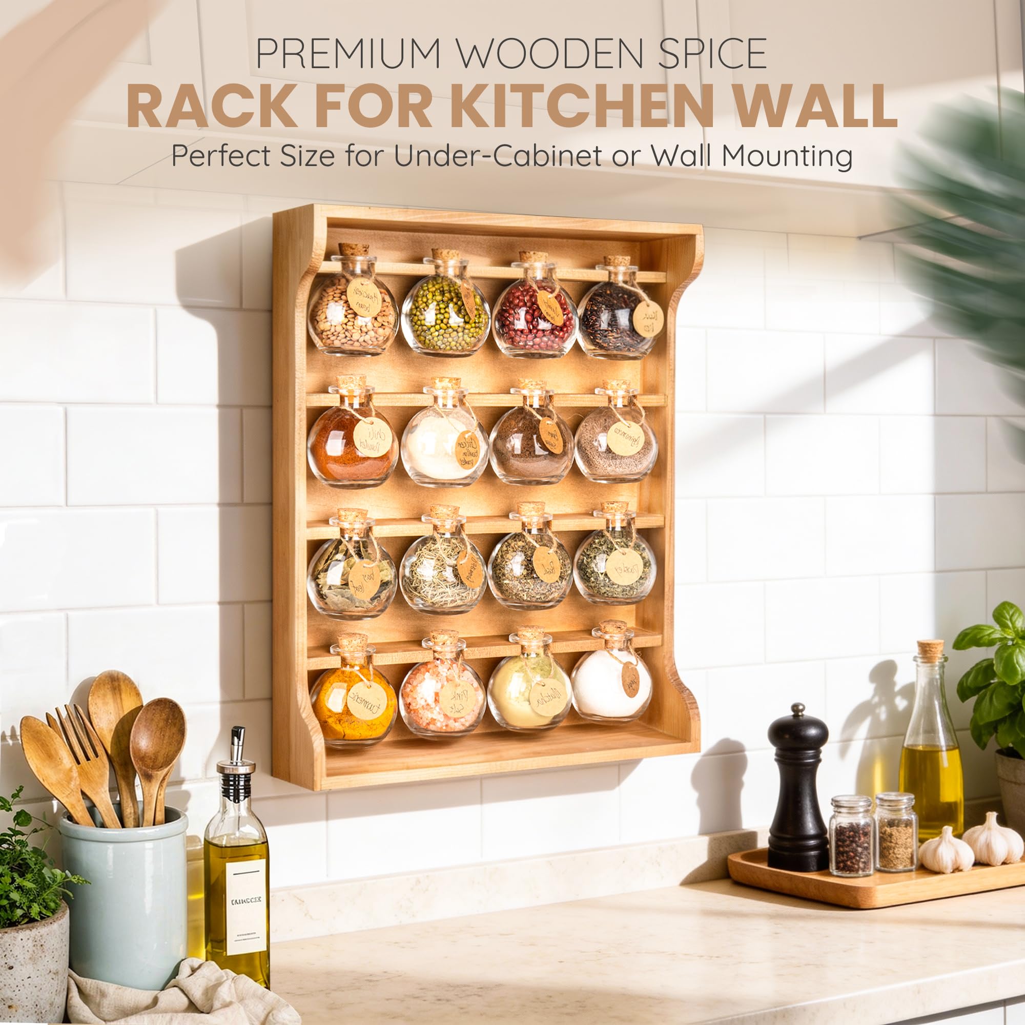 Pine wood spice rack organizer by Byers Choice kitchen storage