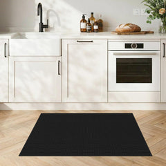BYYVOO waffle bathroom rug 2x3 black non-slip backing close-up