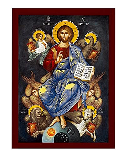 Byzantine style icon on wood plaque wall art