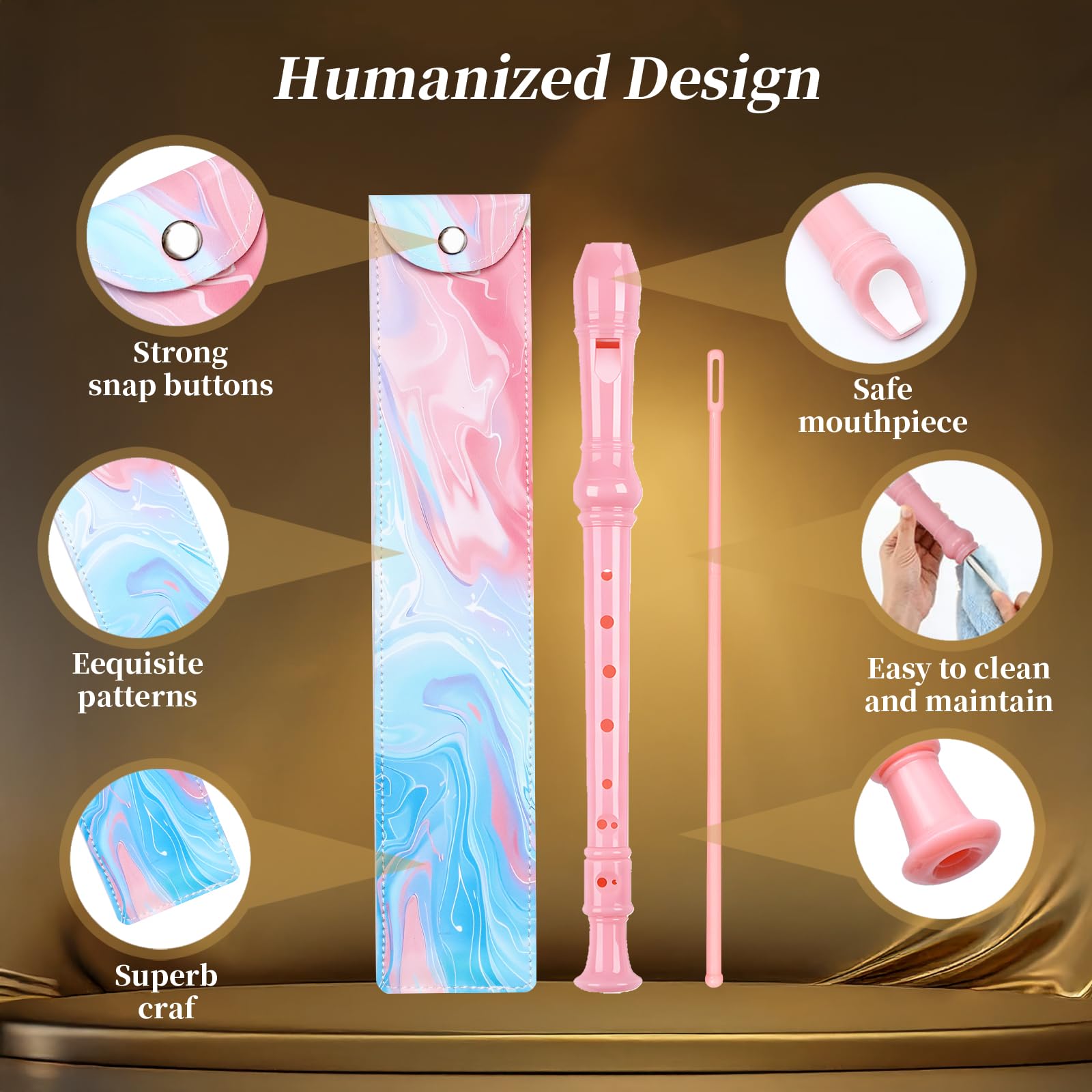C key soprano recorder pink set