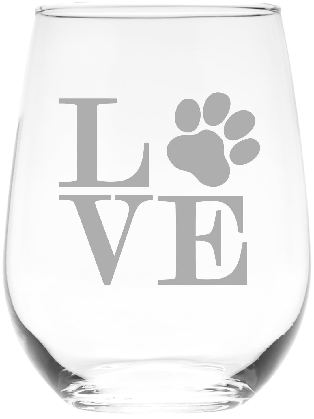 C M Paw Print Love stemless wine glass 17 oz