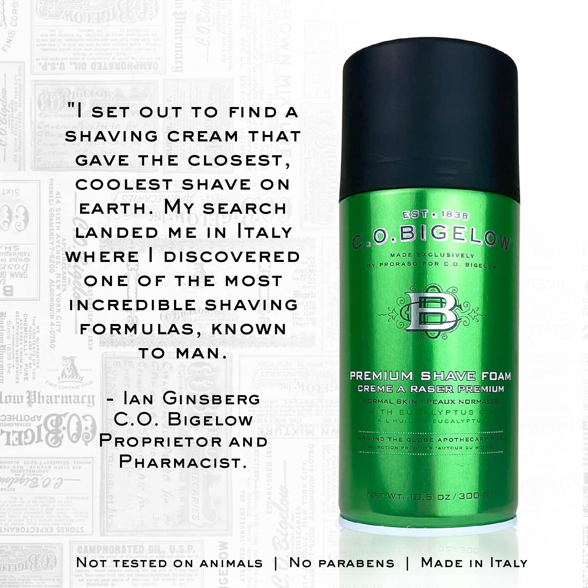 C.O. Bigelow Shaving Foam 5.2 oz versatile shaving cream