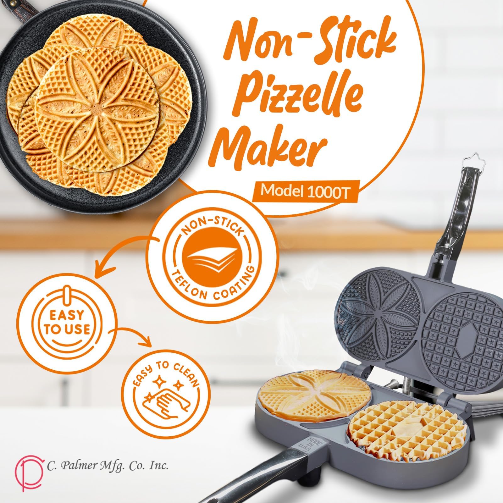 C Palmer Original Non-Stick Pizzelle Iron USA made