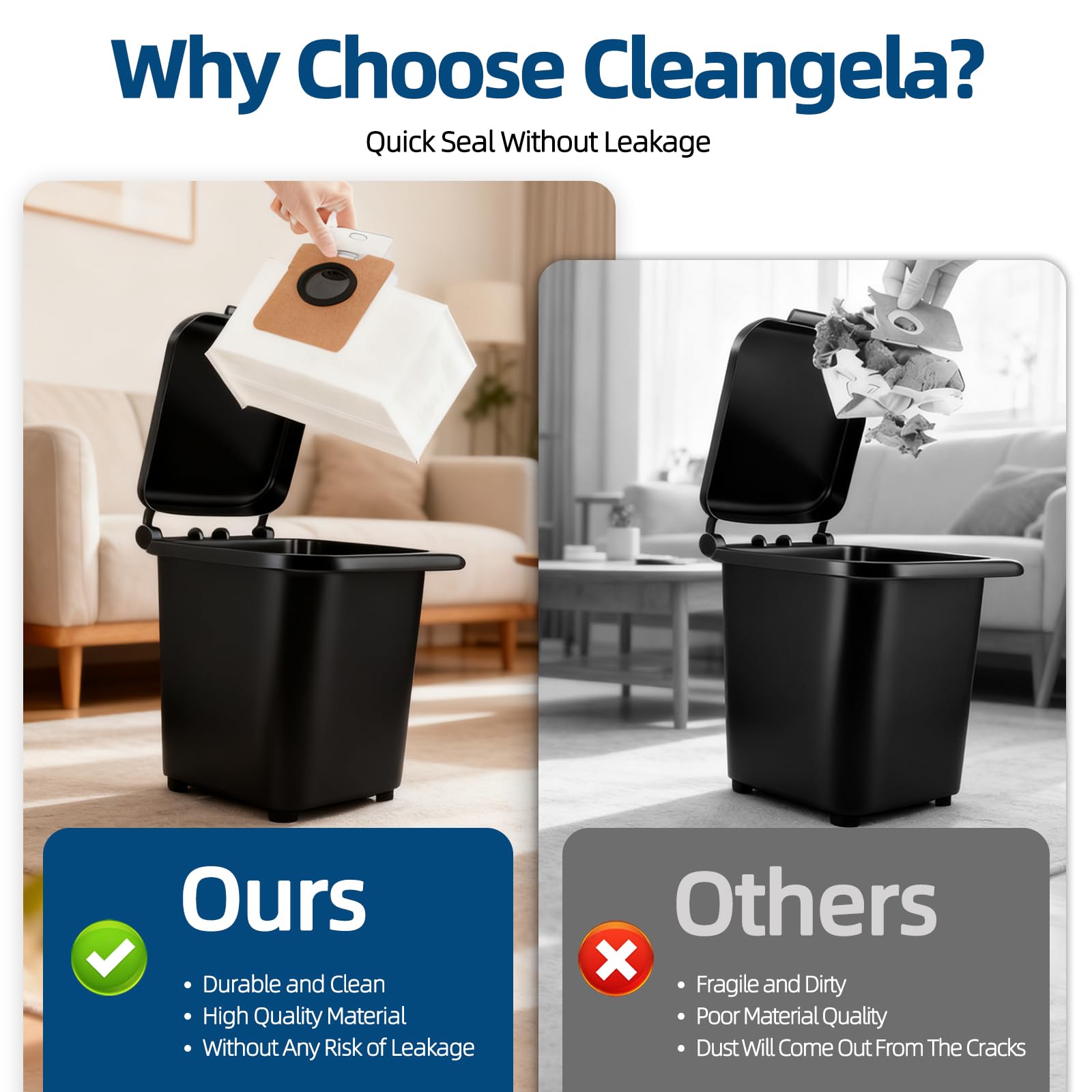 Easy install dust bags for eufy C20 Omni C10 holder slot