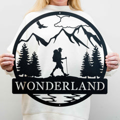 Cabin sign outdoor decor metal name sign