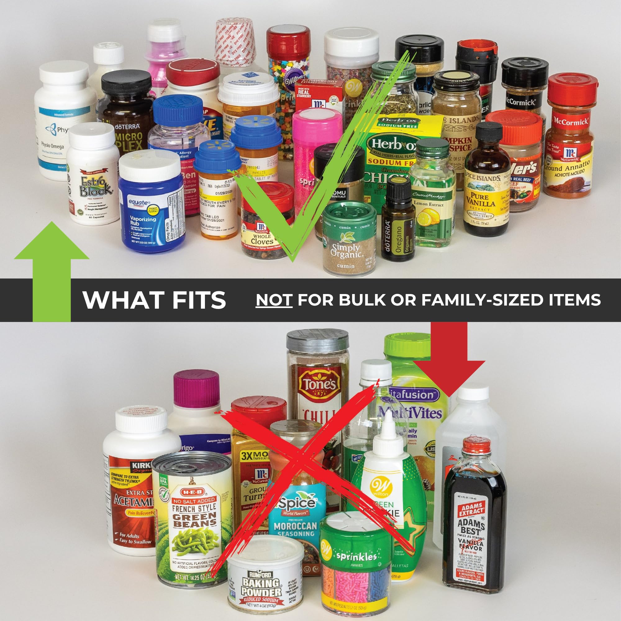 Stick-on category labels included with Cabinet Caddy