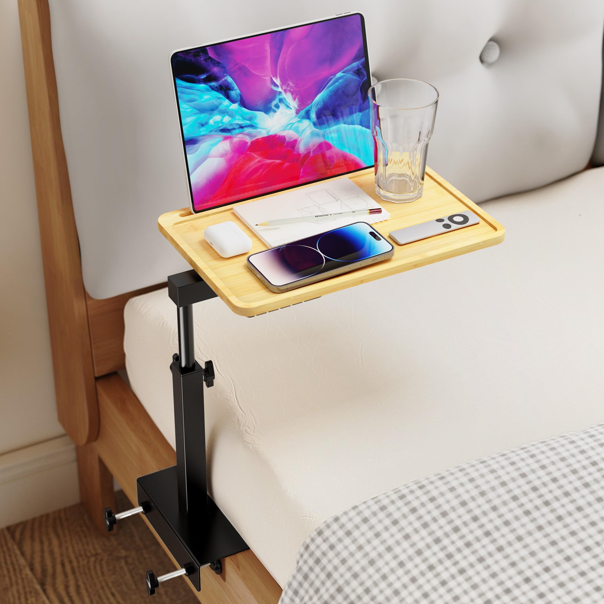 CACHOLIV adjustable bedside shelf with clip on pole