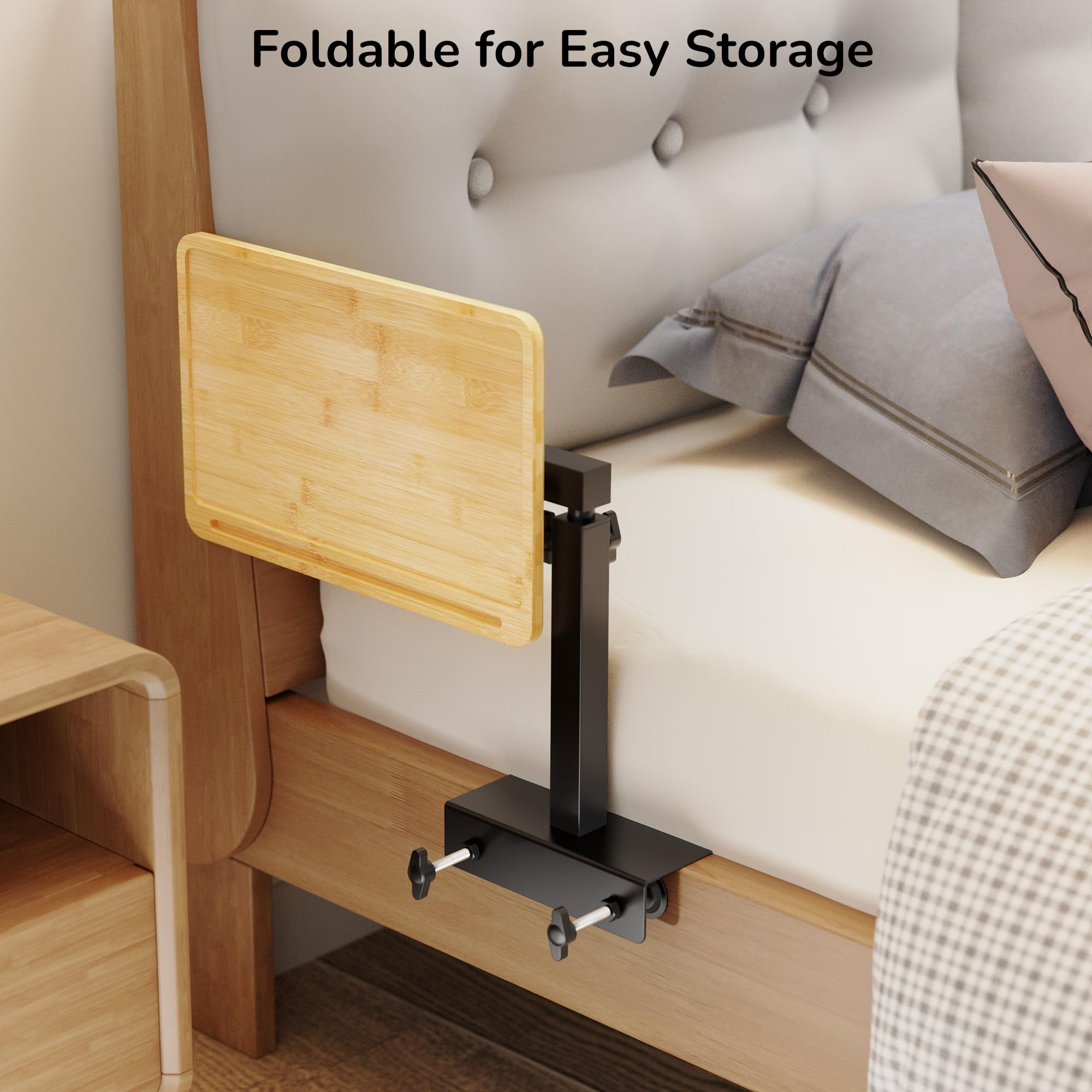 Detachable bedside table used as writing desk or breakfast tray