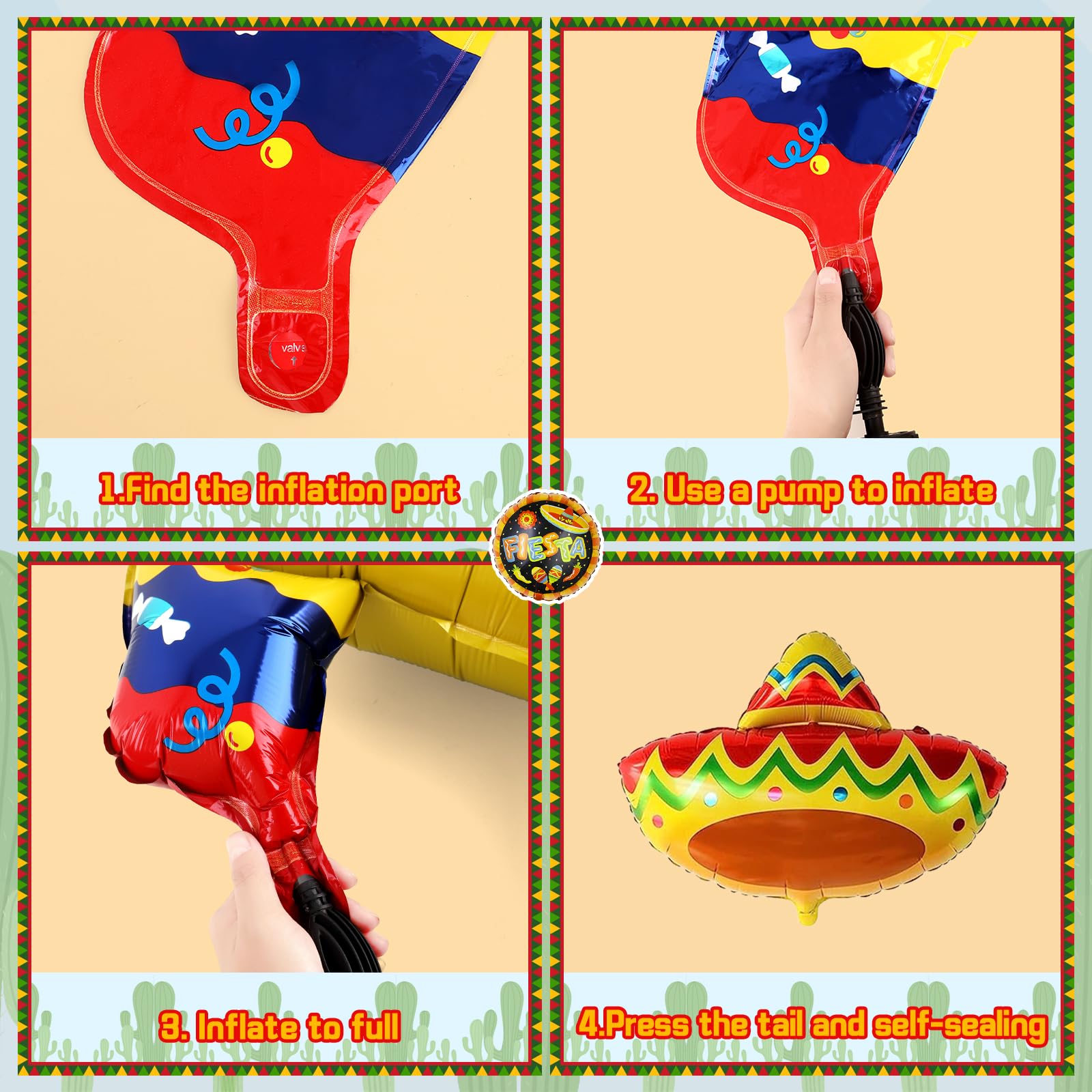 Sombrero foil balloon included in set