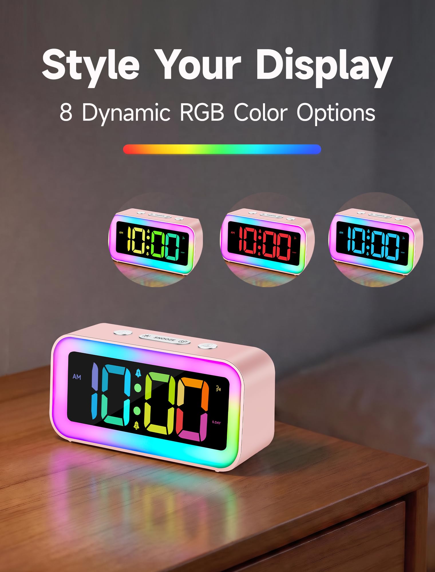 Loud 100dB alarm clock with weekday and all-week modes