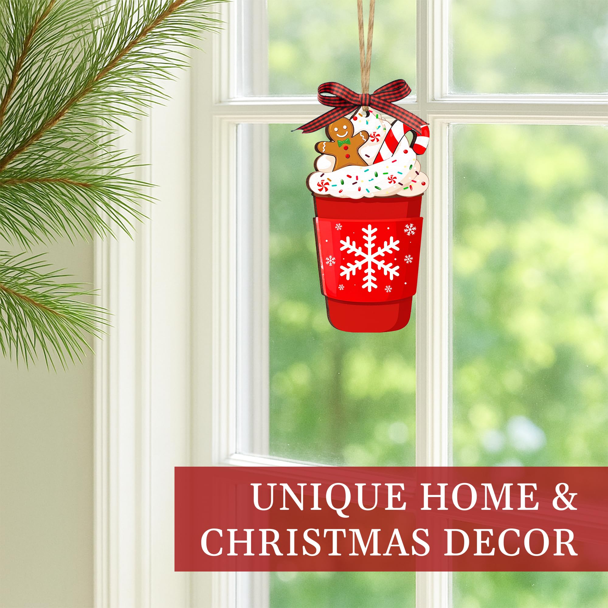 Cafe themed Christmas ornament set for barista gift