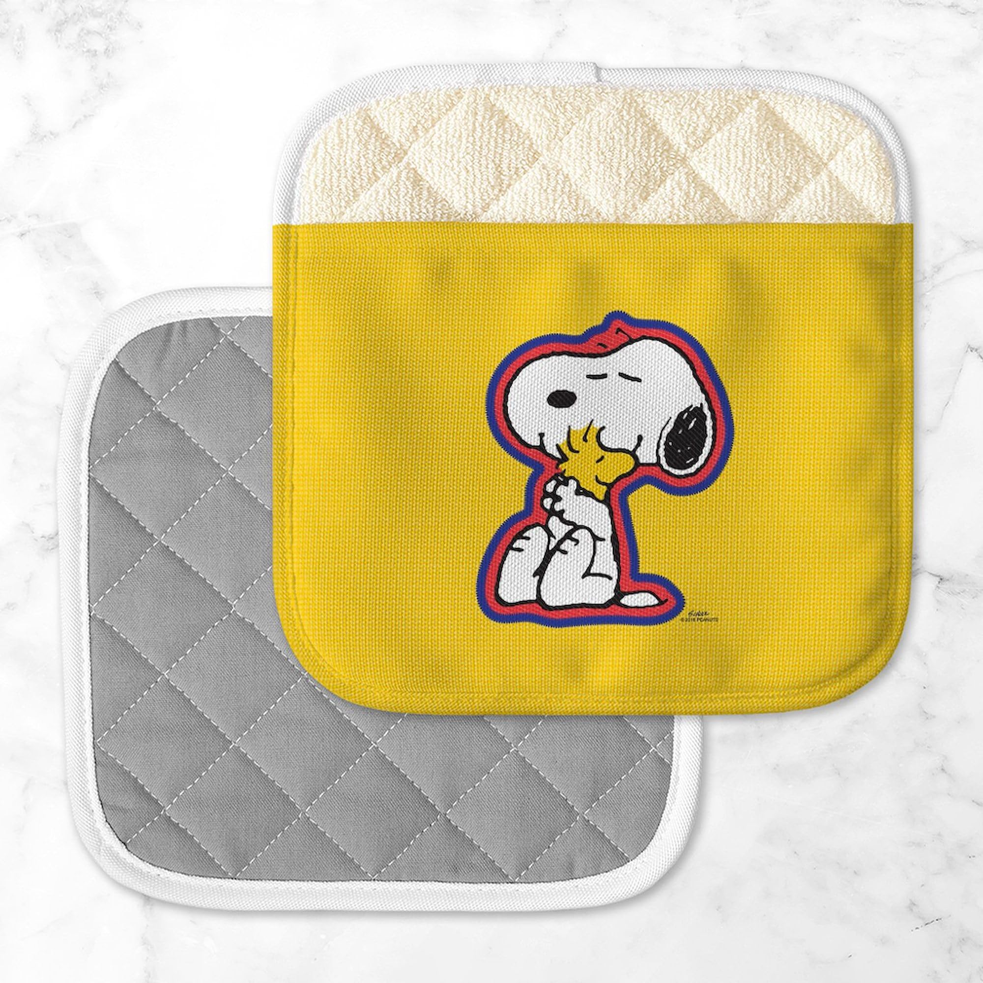 CafePress pot holder featuring Snoopy design 9x9 for gifting