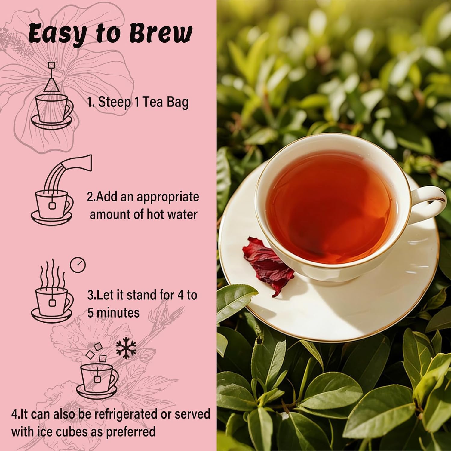 Pipi Hibiscus Tea 30 bag box brew instructions