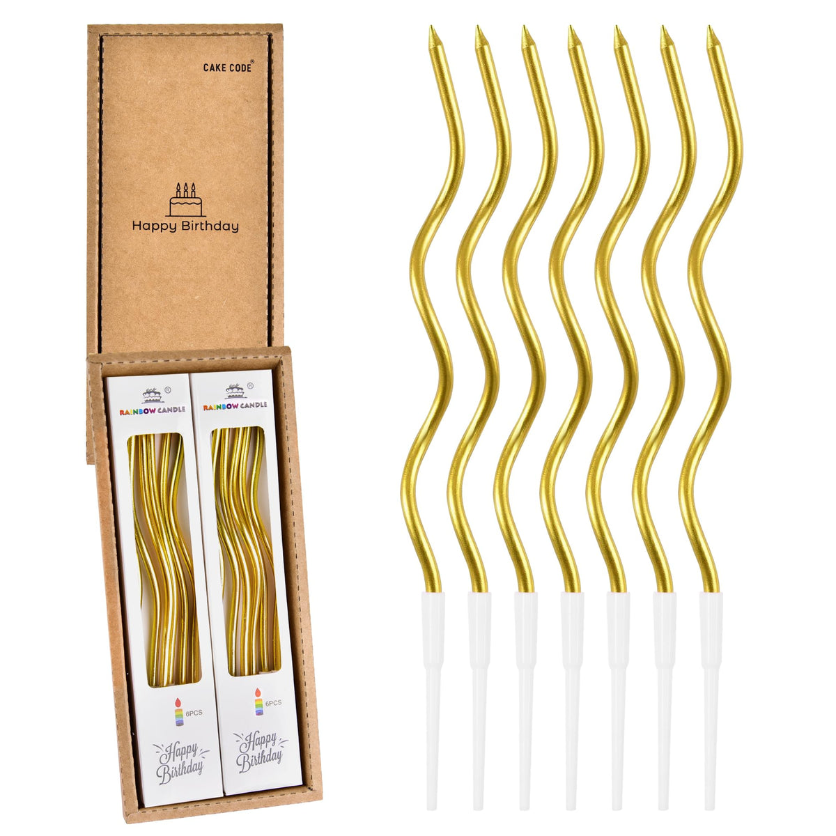 CAKE CODE 12-count Gold Spiral Candles product image