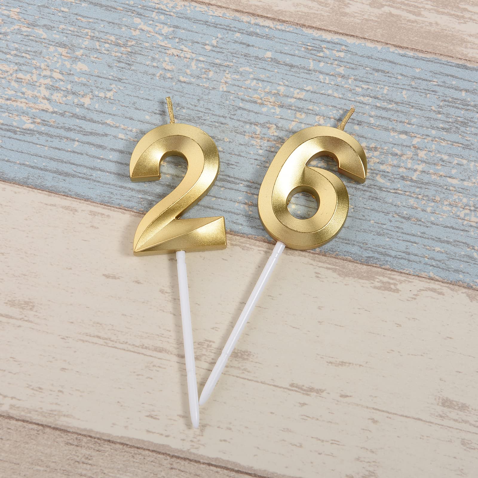 Birthday cake decor with gold candles 26 62