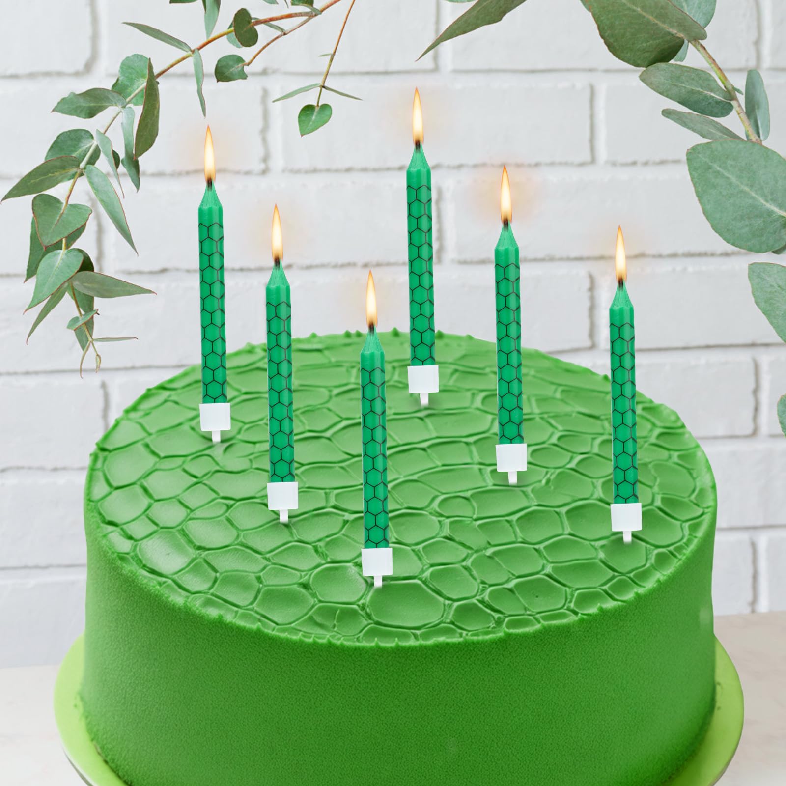 12 piece cake candles turtle shell green