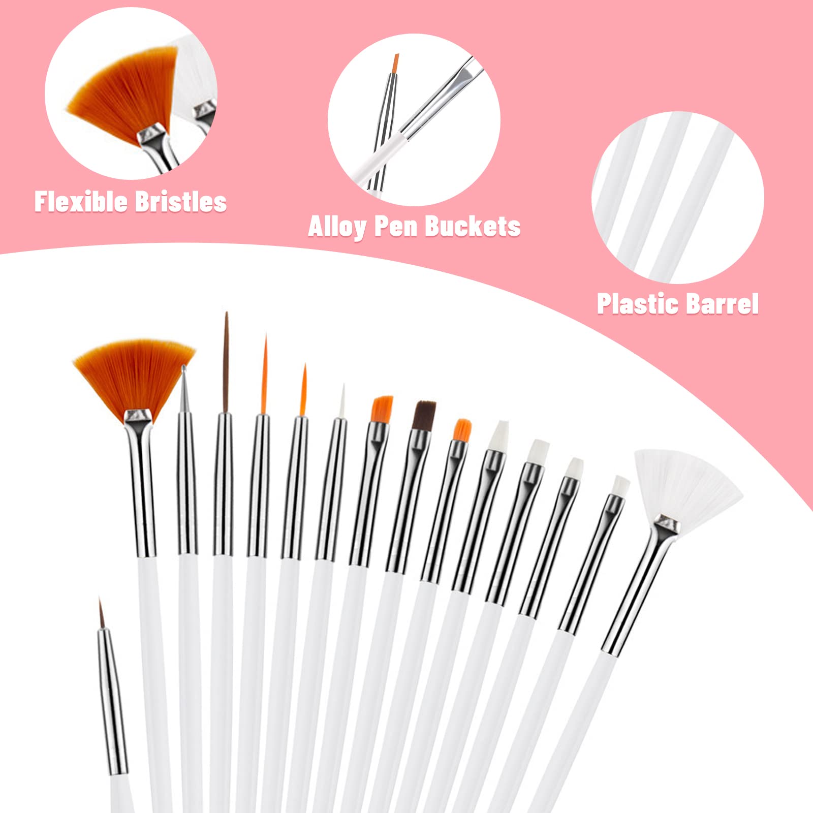 45-piece cake painting brushes set comprising three 15-piece sets