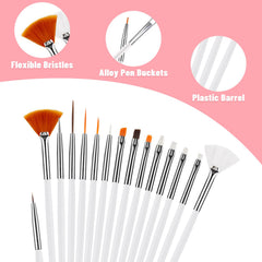 45-piece cake painting brushes set comprising three 15-piece sets