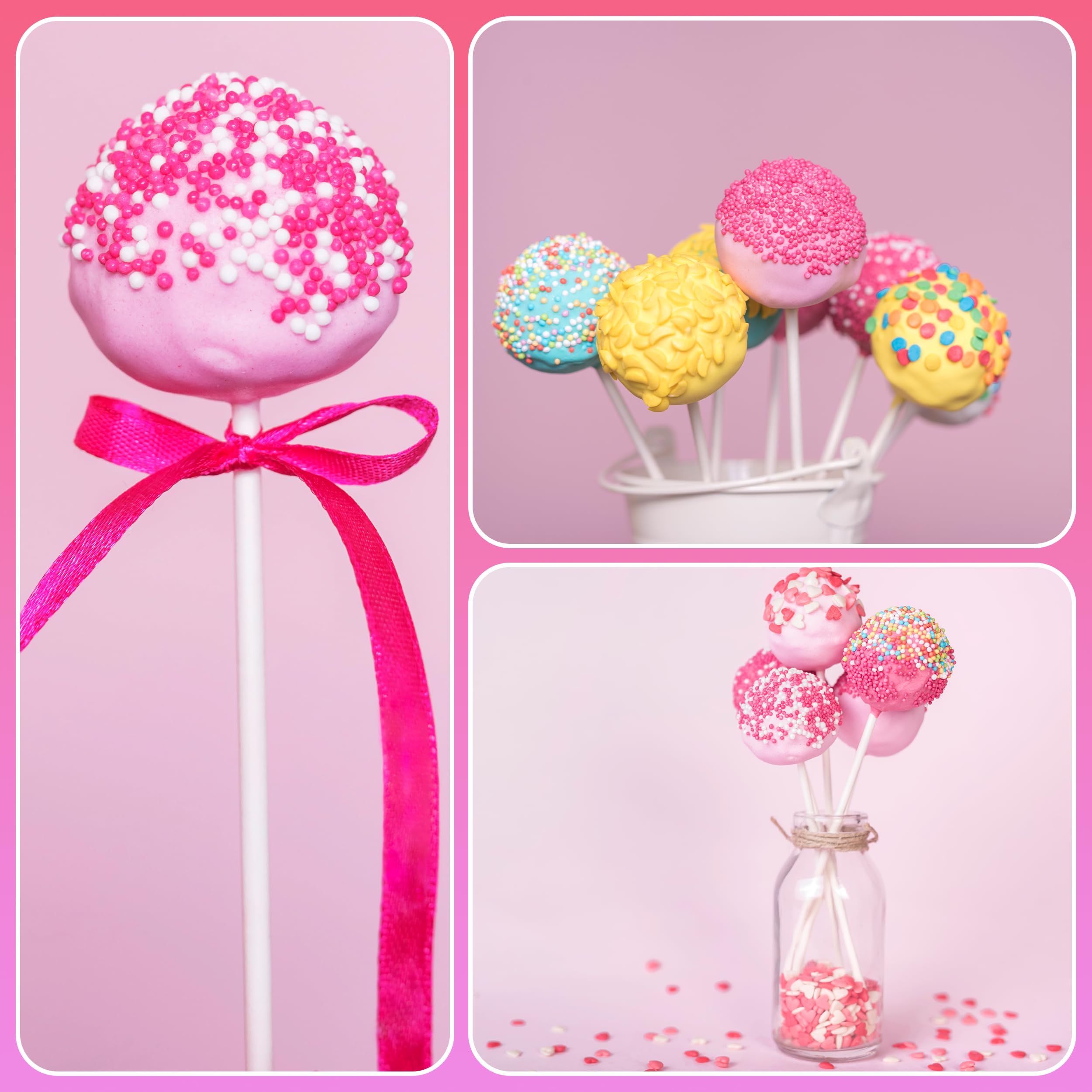 Premium 100 pack cake pop sticks won't shed when wet