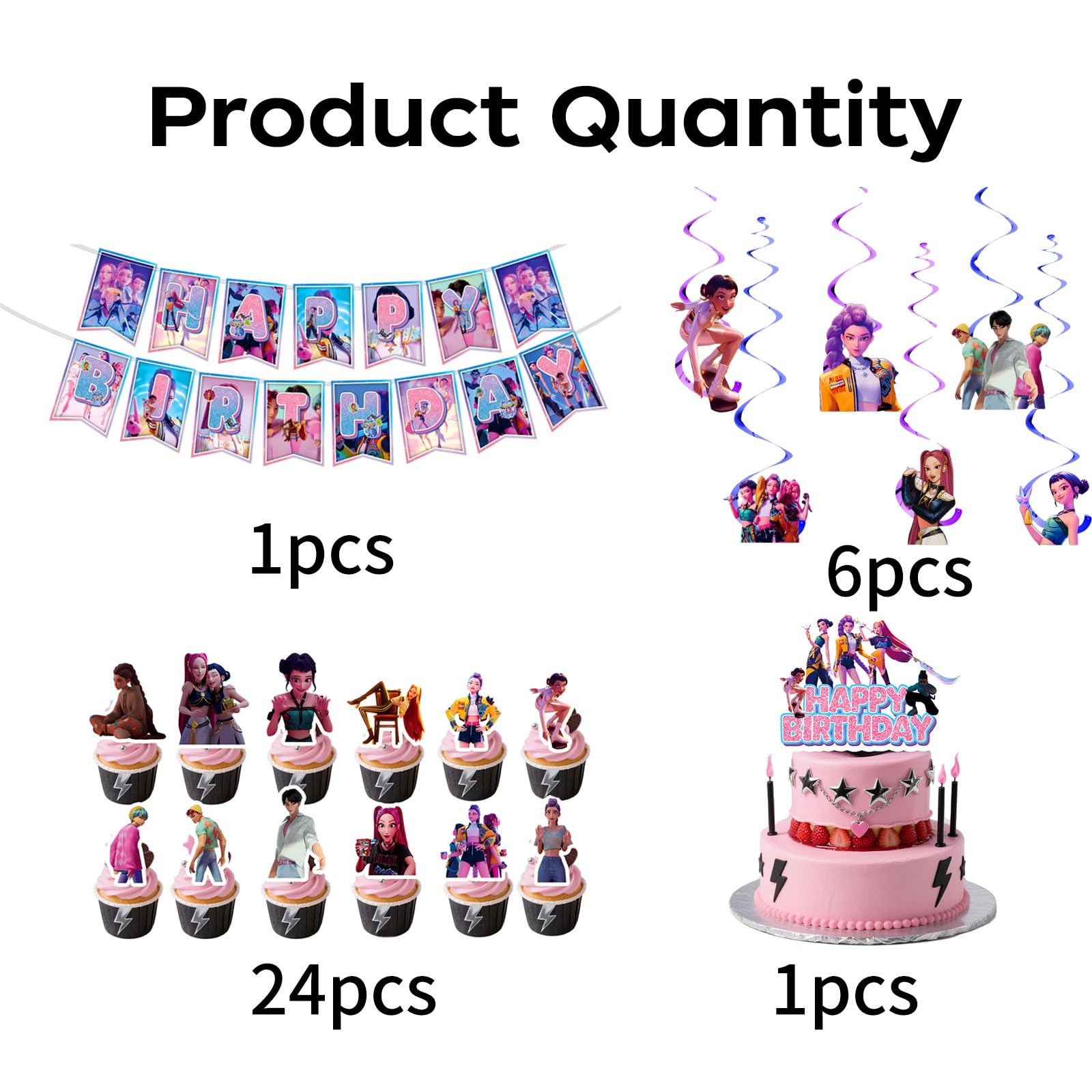 Cake topper for birthday cupcakes from 32-piece kit