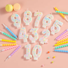 Pastel chic design number candle for cake topper