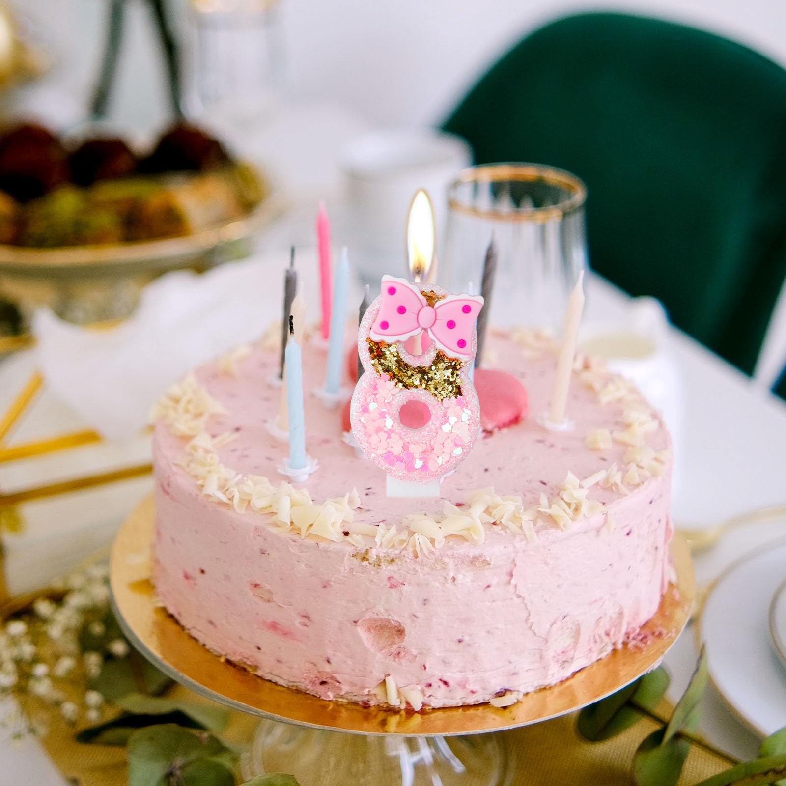 Cake topper number candles pink for cake decoration