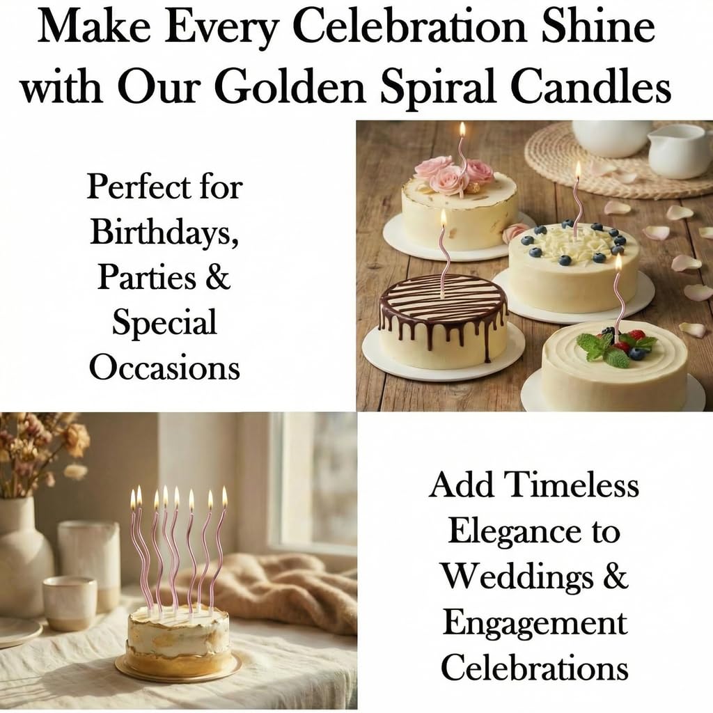 cake toppers rose gold spiral candles