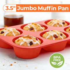 CAKETIME 6 cup large muffin pan red color image