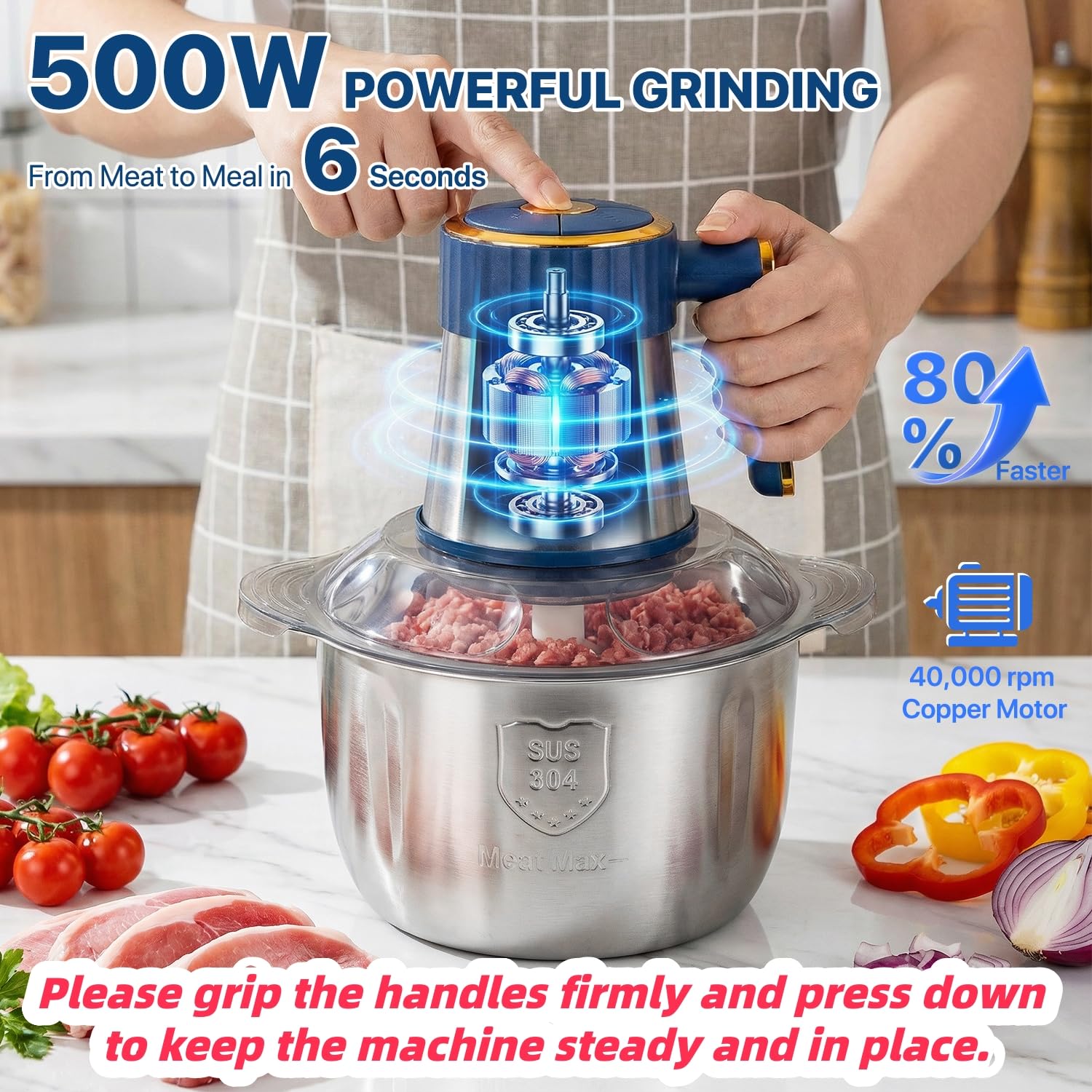 Calaytaly meat grinder chopper with 5 speeds