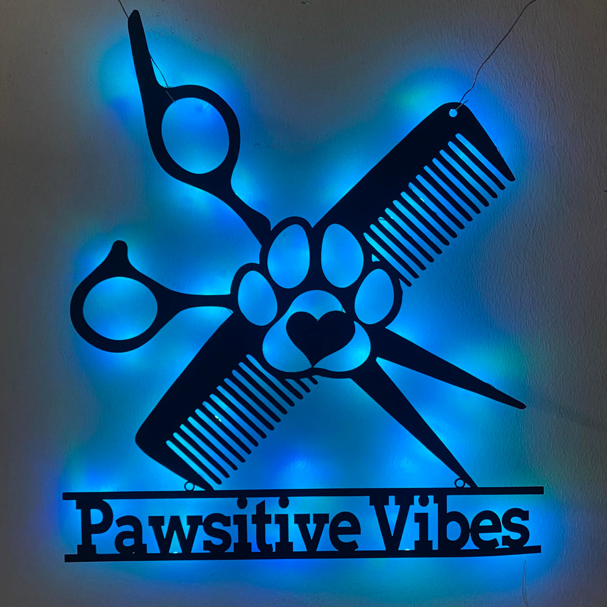 CALCCI Custom Text Metal Sign LED front view