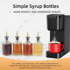 Glass syrup dispenser set 7 oz capacity with pour spout
